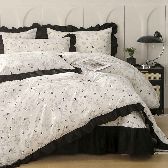 91家纺网 家纺一手货源 找家纺 （总）梵克保罗 2025春夏新款有氧双层纱印花夹棉床盖四件套夏被四件套