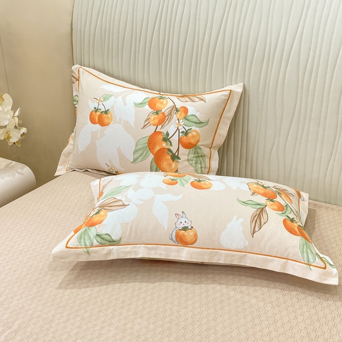 91家纺网 家纺一手货源 找家纺 红日子纺织品 2025新款100%全棉纯棉磨毛四件套 柿柿如意