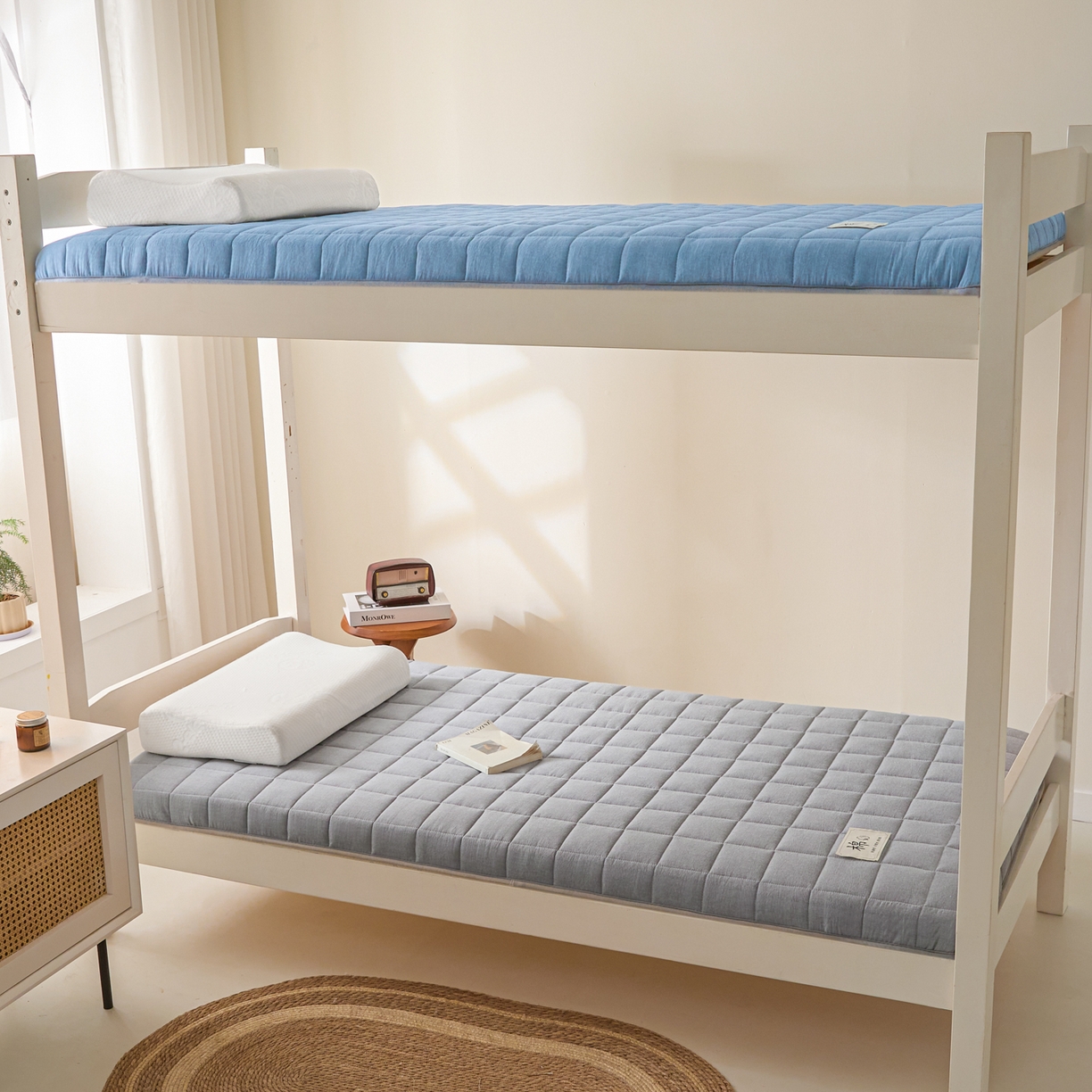 91家纺网 家纺一手货源 找家纺 鑫钰 2025年新款开学季新疆棉花床垫学生宿舍专用80x190  90x190 棉格-绅士灰