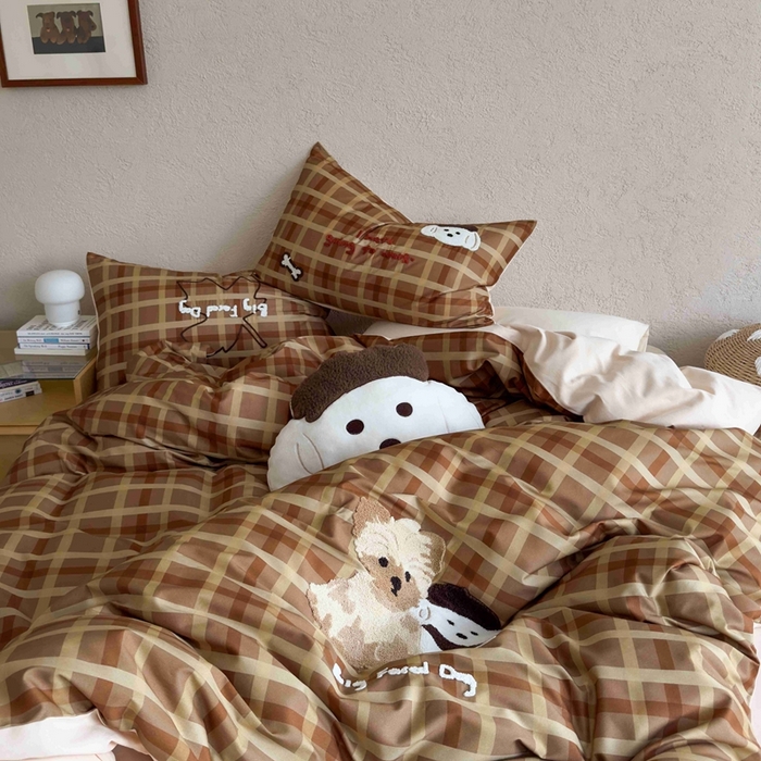 91家纺网 家纺一手货源 找家纺 （总）初拾 2025新款100s全棉纯棉磨毛卡通毛巾绣四件套-情绪价值