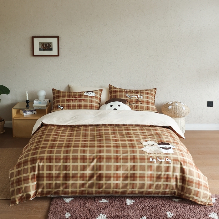 91家纺网 家纺一手货源 找家纺 （总）初拾 2025新款100s全棉纯棉磨毛卡通毛巾绣四件套-情绪价值