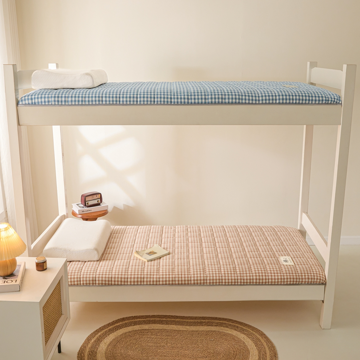 91家纺网 家纺一手货源 找家纺 鑫钰 2025年新款开学季新疆棉花床垫学生宿舍专用80x190  90x190 棉格-驼小格