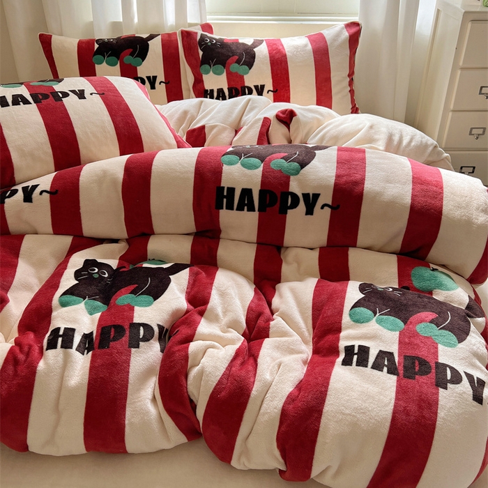 91家纺网 家纺一手货源 找家纺 （总）红嘴企鹅 2025新款精致印花牛奶绒四件套