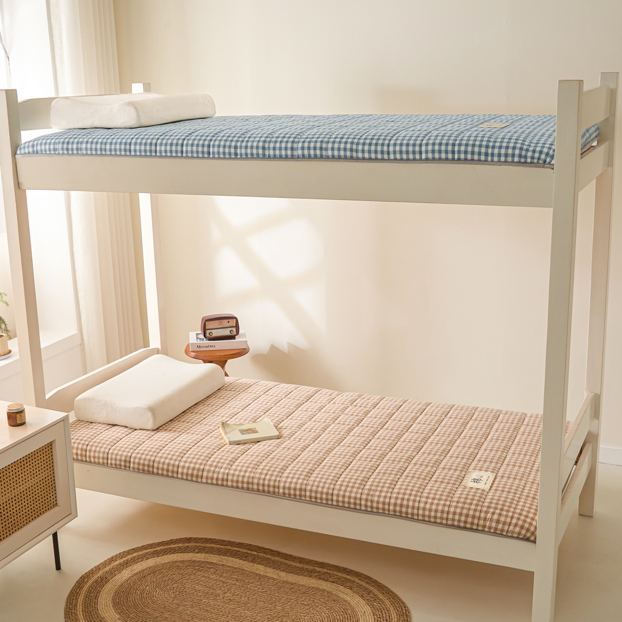 91家纺网 家纺一手货源 找家纺 鑫钰 2025年新款开学季新疆棉花床垫学生宿舍专用80x190  90x190 棉格-驼小格