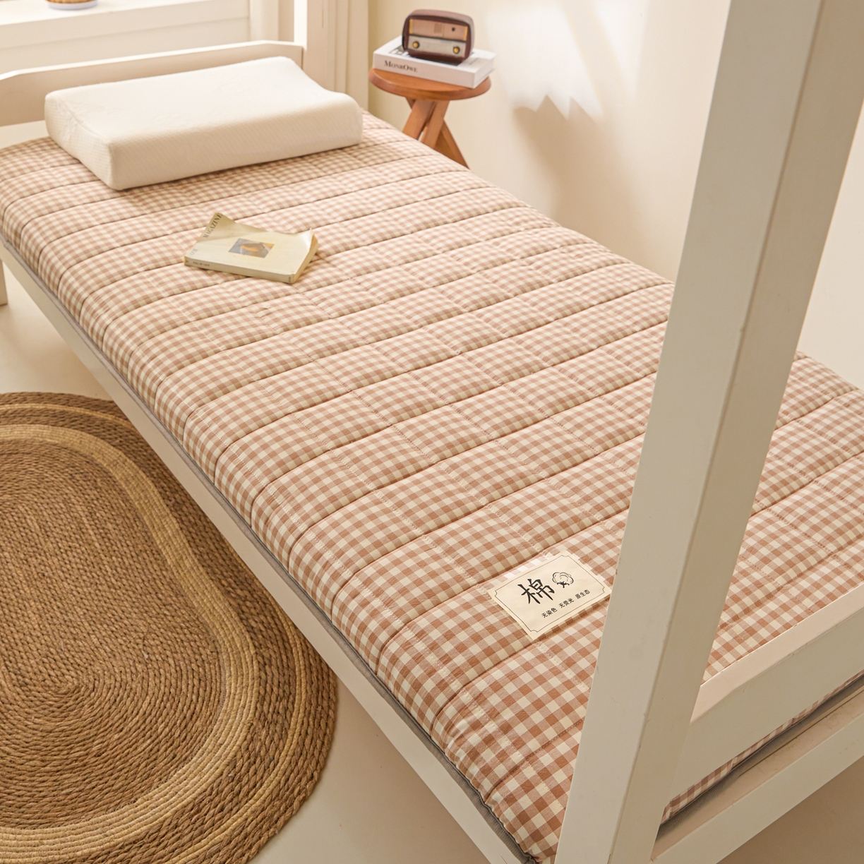 91家纺网 家纺一手货源 找家纺 鑫钰 2025年新款开学季新疆棉花床垫学生宿舍专用80x190  90x190 棉格-驼小格