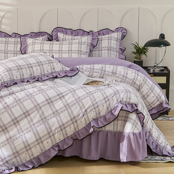 91家纺网 家纺一手货源 找家纺 （总）梵克保罗 2025春夏新款有氧双层纱印花夹棉床盖四件套夏被四件套