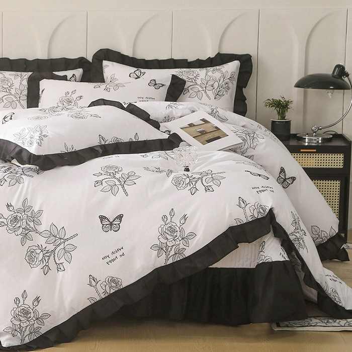 91家纺网 家纺一手货源 找家纺 （总）梵克保罗 2025春夏新款有氧双层纱印花夹棉床盖四件套夏被四件套