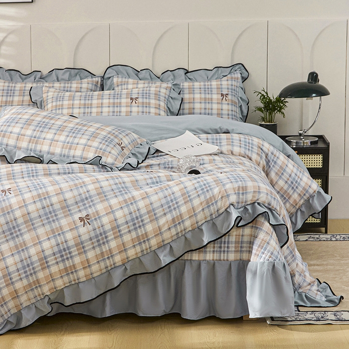 91家纺网 家纺一手货源 找家纺 （总）梵克保罗 2025春夏新款有氧双层纱印花夹棉床盖四件套夏被四件套