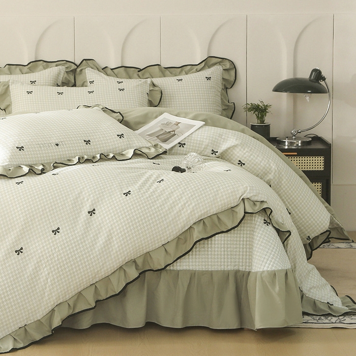 91家纺网 家纺一手货源 找家纺 （总）梵克保罗 2025春夏新款有氧双层纱印花夹棉床盖四件套夏被四件套