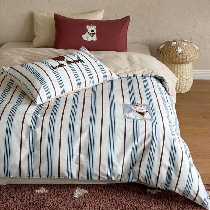 初拾 2025新款100s全棉纯棉磨毛卡通毛巾绣四件套-情绪价值 幸运泡芙