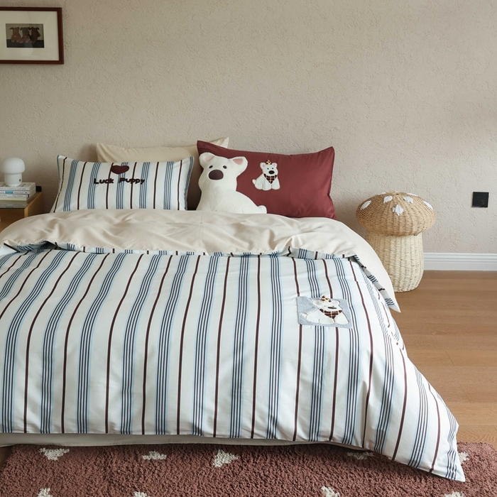 91家纺网 家纺一手货源 找家纺 初拾 2025新款100s全棉纯棉磨毛卡通毛巾绣四件套-情绪价值 幸运泡芙