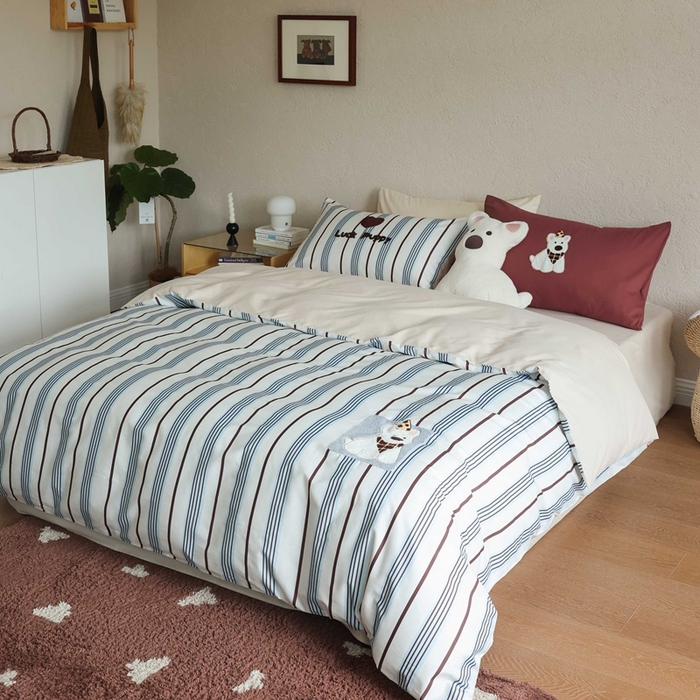 91家纺网 家纺一手货源 找家纺 初拾 2025新款100s全棉纯棉磨毛卡通毛巾绣四件套-情绪价值 幸运泡芙