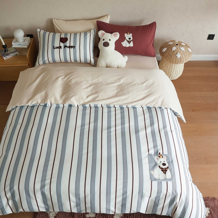 91家纺网 家纺一手货源 找家纺 初拾 2025新款100s全棉纯棉磨毛卡通毛巾绣四件套-情绪价值 幸运泡芙