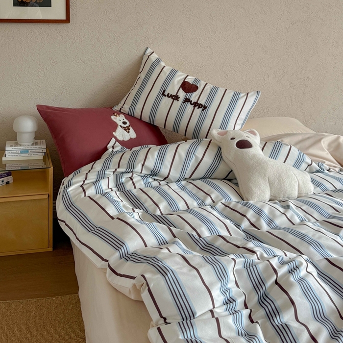 91家纺网 家纺一手货源 找家纺 初拾 2025新款100s全棉纯棉磨毛卡通毛巾绣四件套-情绪价值 幸运泡芙