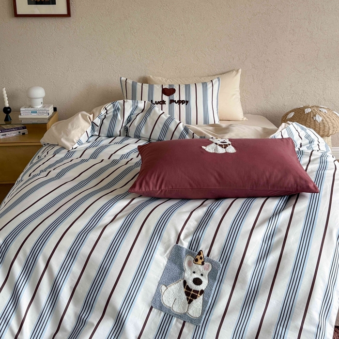 91家纺网 家纺一手货源 找家纺 初拾 2025新款100s全棉纯棉磨毛卡通毛巾绣四件套-情绪价值 幸运泡芙