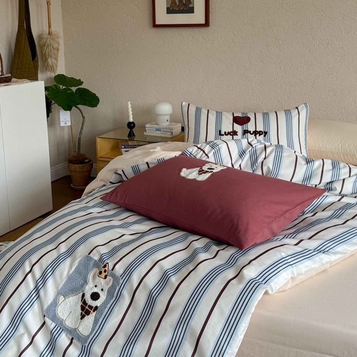 91家纺网 家纺一手货源 找家纺 初拾 2025新款100s全棉纯棉磨毛卡通毛巾绣四件套-情绪价值 幸运泡芙