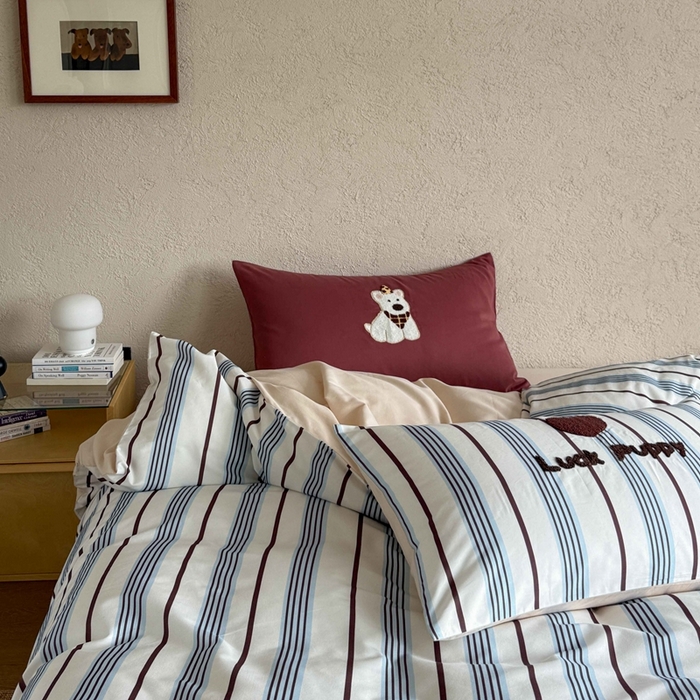 91家纺网 家纺一手货源 找家纺 初拾 2025新款100s全棉纯棉磨毛卡通毛巾绣四件套-情绪价值 幸运泡芙