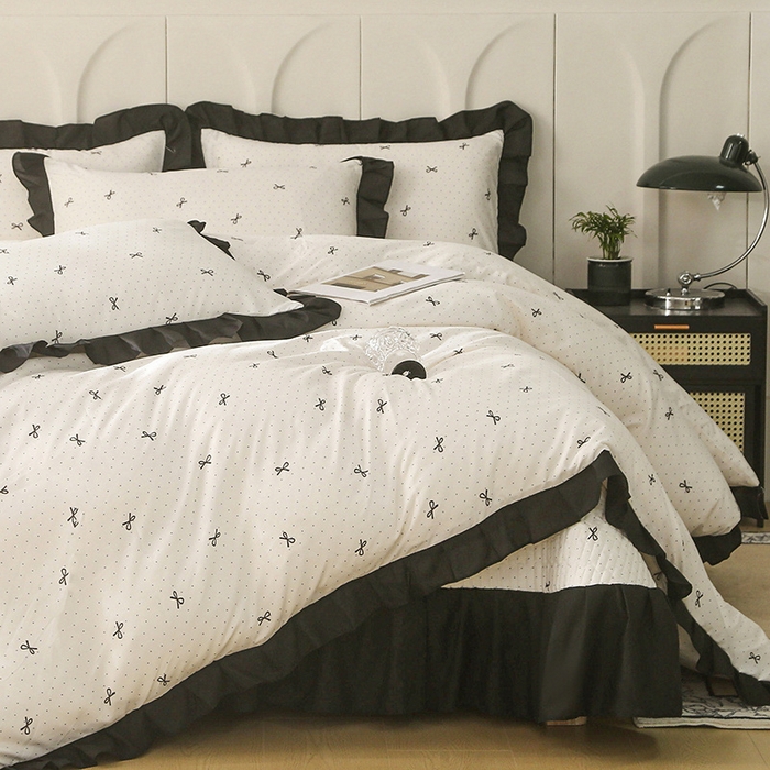 91家纺网 家纺一手货源 找家纺 （总）梵克保罗 2025春夏新款有氧双层纱印花夹棉床盖四件套夏被四件套