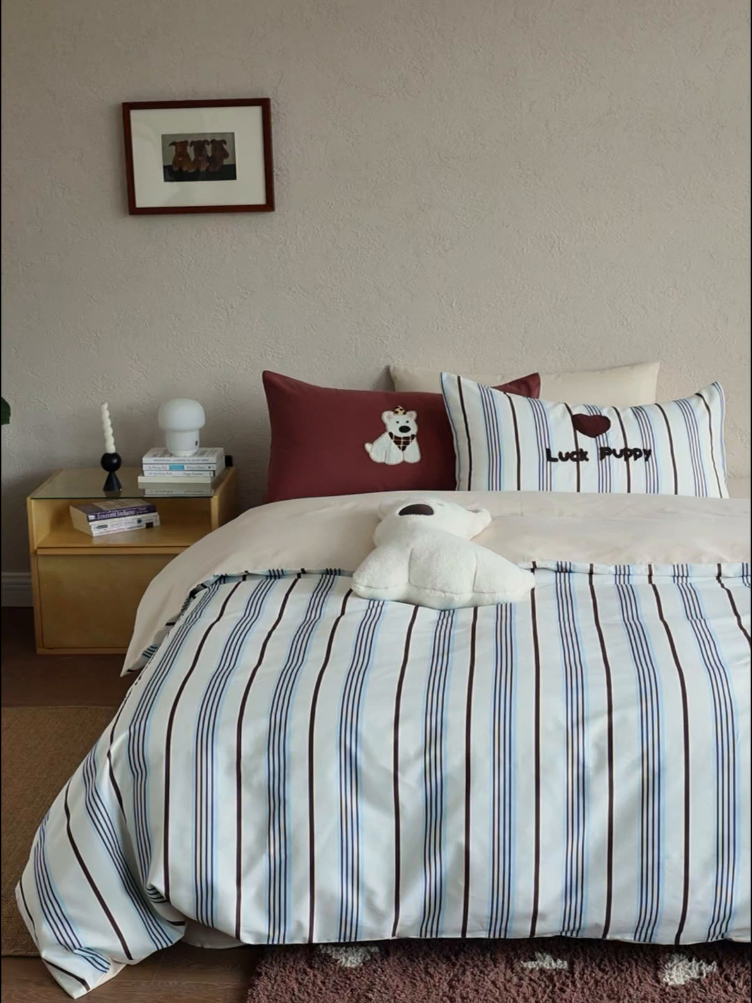 91家纺网 家纺一手货源 找家纺 初拾 2025新款100s全棉纯棉磨毛卡通毛巾绣四件套-情绪价值 幸运泡芙