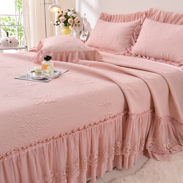 91家纺网 家纺一手货源 找家纺 （总）梵克保罗 2025新款凉感豆豆床裙夏被四件套