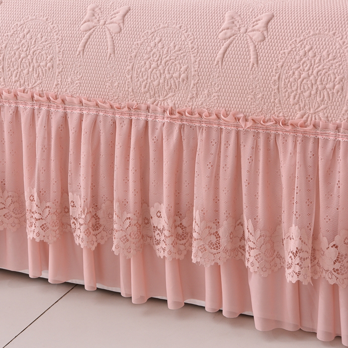 91家纺网 家纺一手货源 找家纺 梵克保罗 2025新款凉感豆豆床裙夏被四件套 花梦蝶 粉