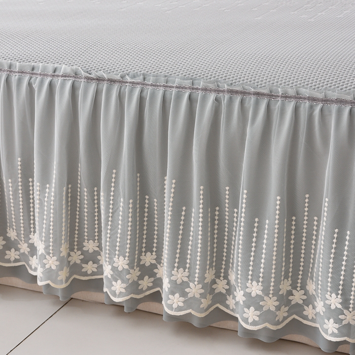 91家纺网 家纺一手货源 找家纺 梵克保罗 2025新款凉感豆豆床裙夏被四件套 幸运花 高级灰