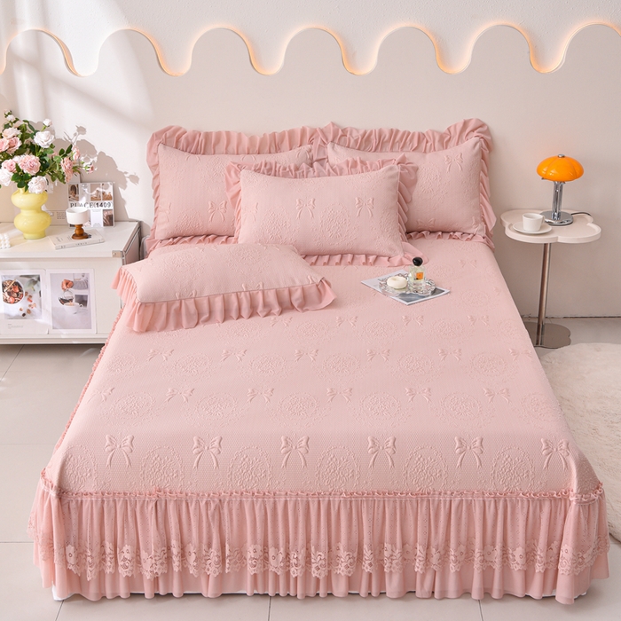 91家纺网 家纺一手货源 找家纺 （总）梵克保罗 2025新款凉感豆豆床裙夏被四件套