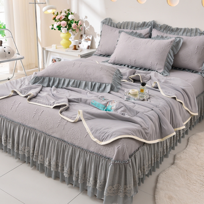 91家纺网 家纺一手货源 找家纺 （总）梵克保罗 2025新款凉感豆豆床裙夏被四件套