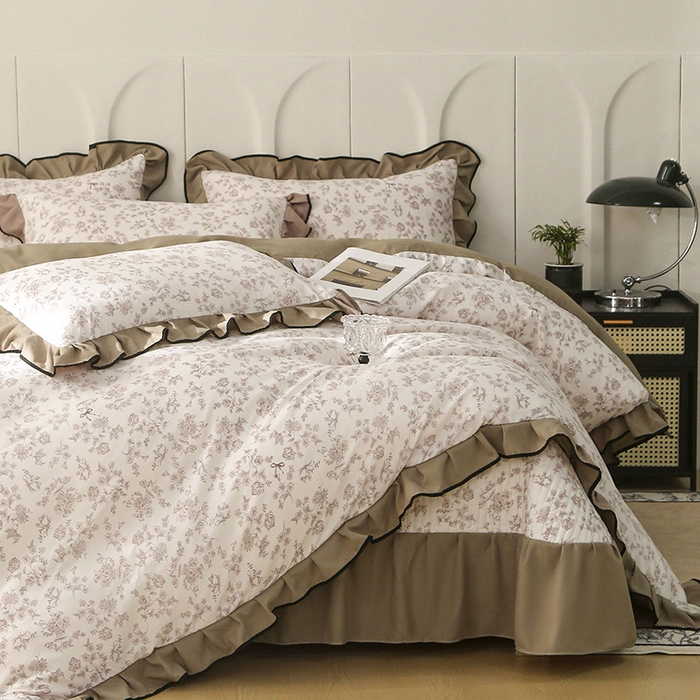 91家纺网 家纺一手货源 找家纺 （总）梵克保罗 2025春夏新款有氧双层纱印花夹棉床盖四件套夏被四件套