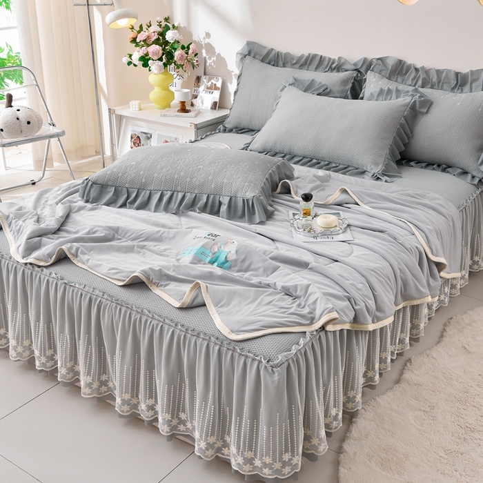 91家纺网 家纺一手货源 找家纺 （总）梵克保罗 2025新款凉感豆豆床裙夏被四件套