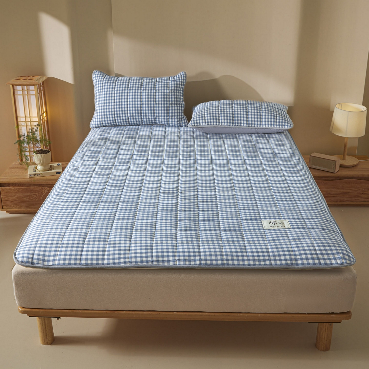 91家纺网 家纺一手货源 找家纺 鑫钰 2025年新款新疆棉花床垫家用软垫床褥 棉格-蓝小格