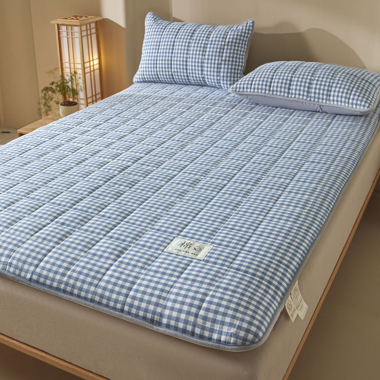 91家纺网 家纺一手货源 找家纺 鑫钰 2025年新款新疆棉花床垫家用软垫床褥 棉格-蓝小格