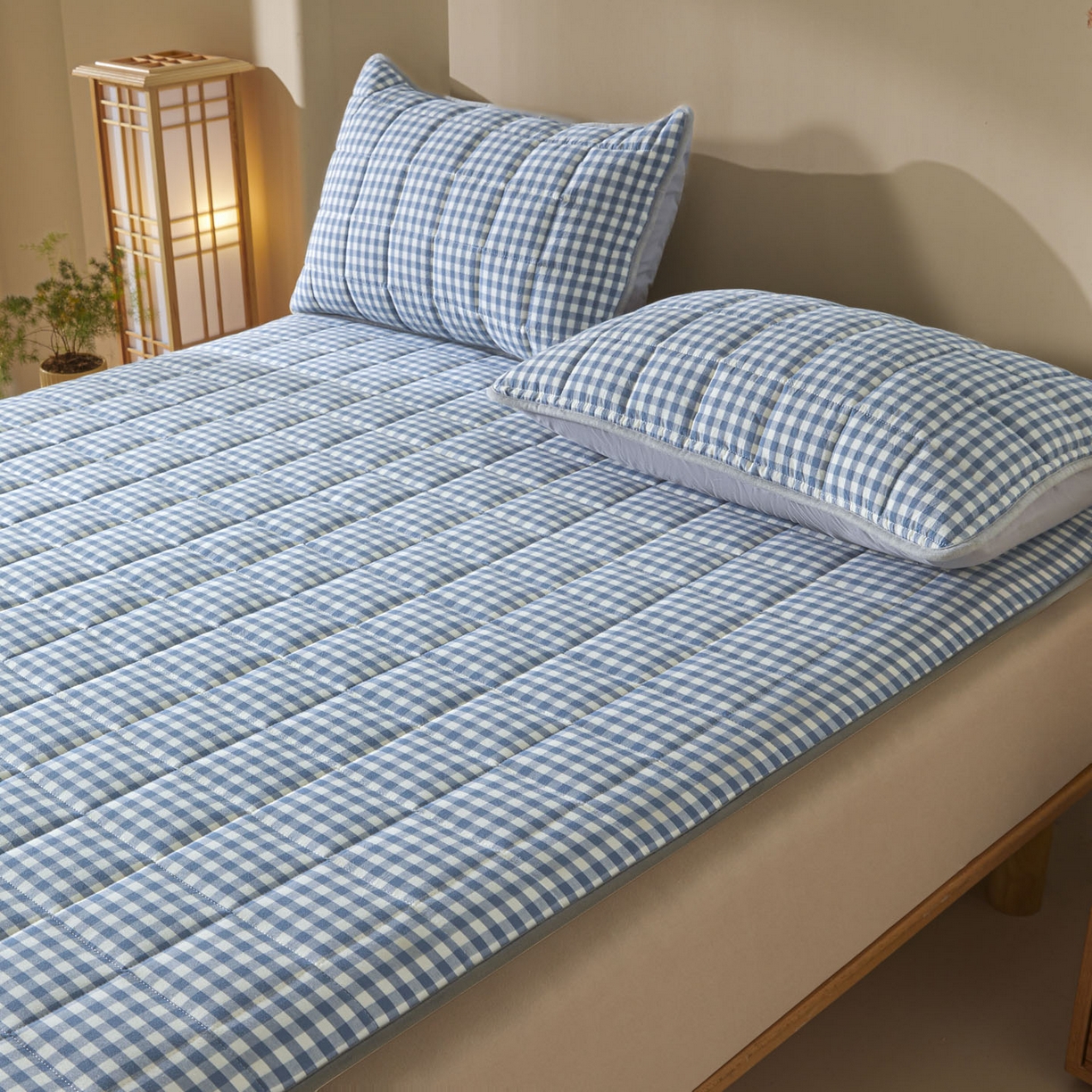 91家纺网 家纺一手货源 找家纺 鑫钰 2025年新款新疆棉花床垫家用软垫床褥 棉格-蓝小格