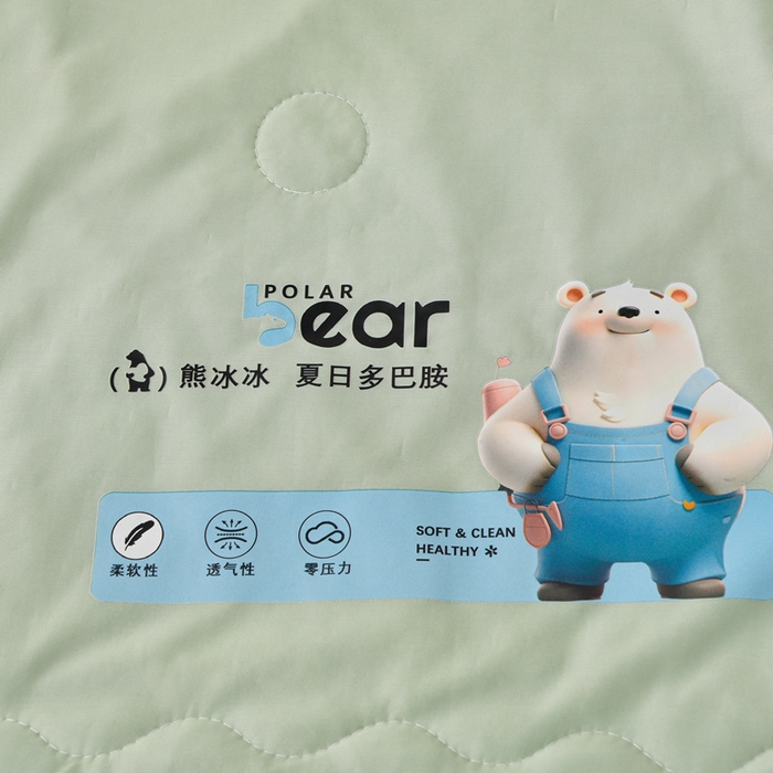 91家纺网 家纺一手货源 找家纺 梵克保罗 2025新款凉感豆豆床裙夏被四件套 幸运花 香草绿