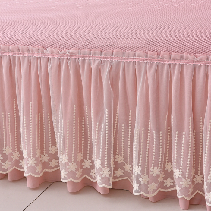 91家纺网 家纺一手货源 找家纺 梵克保罗 2025新款凉感豆豆床裙夏被四件套 幸运花 粉