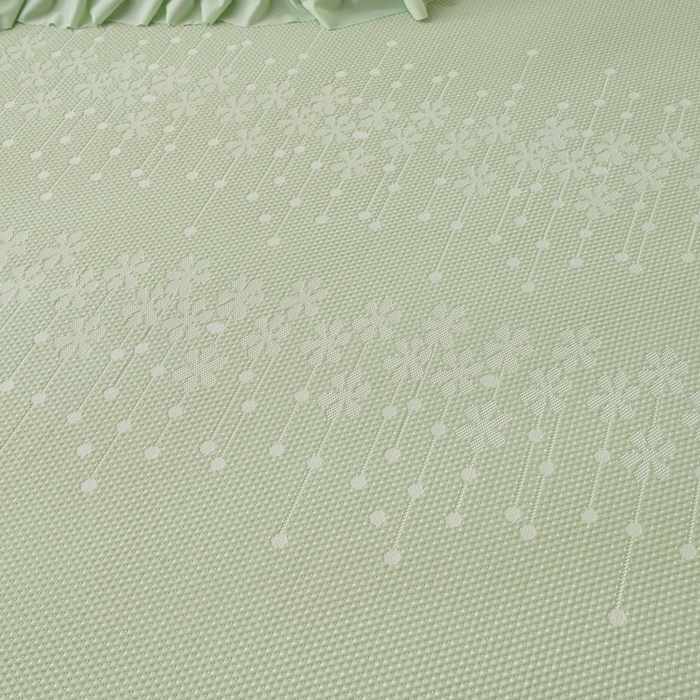 91家纺网 家纺一手货源 找家纺 梵克保罗 2025新款凉感豆豆床裙夏被四件套 幸运花 香草绿