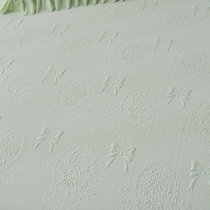 91家纺网 家纺一手货源 找家纺 梵克保罗 2025新款凉感豆豆床裙夏被四件套 花梦蝶 绿