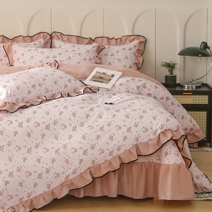 91家纺网 家纺一手货源 找家纺 （总）梵克保罗 2025春夏新款有氧双层纱印花夹棉床盖四件套夏被四件套