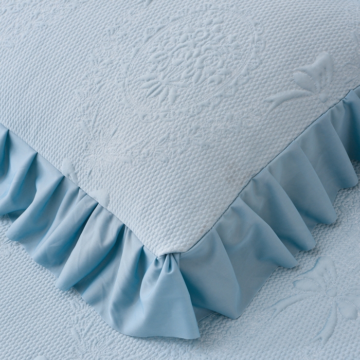 91家纺网 家纺一手货源 找家纺 梵克保罗 2025新款凉感豆豆床裙夏被四件套 花梦蝶 兰