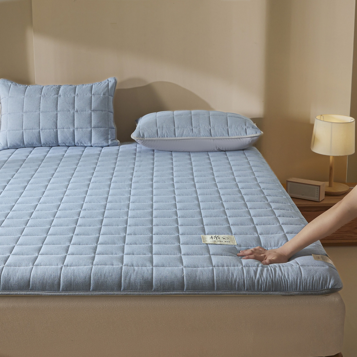 91家纺网 家纺一手货源 找家纺 鑫钰 2025年新款新疆棉花床垫家用软垫床褥 棉格-宾利蓝