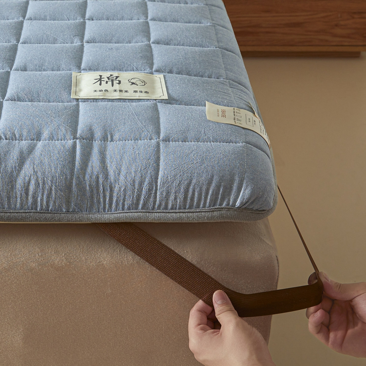 91家纺网 家纺一手货源 找家纺 鑫钰 2025年新款新疆棉花床垫家用软垫床褥 棉格-宾利蓝