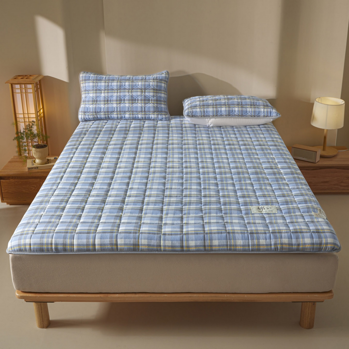 91家纺网 家纺一手货源 找家纺 鑫钰 2025年新款新疆棉花床垫家用软垫床褥 棉格-简希蓝