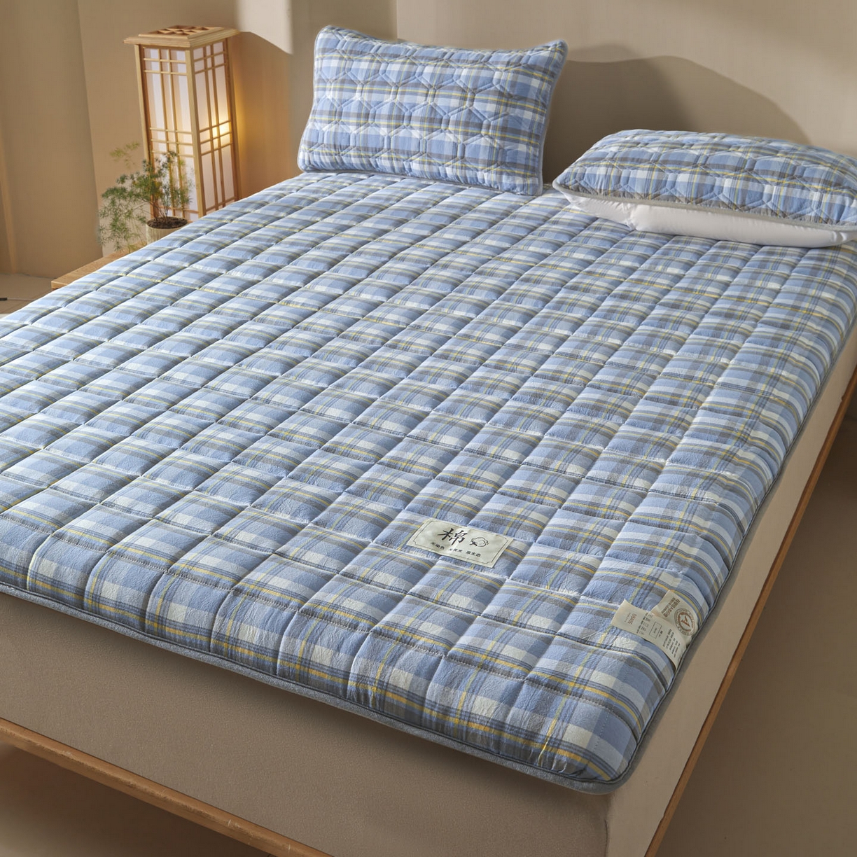 91家纺网 家纺一手货源 找家纺 鑫钰 2025年新款新疆棉花床垫家用软垫床褥 棉格-简希蓝