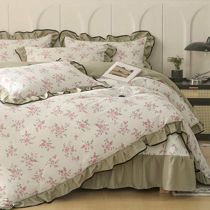 梵克保罗 2025春夏新款有氧双层纱印花夹棉床盖四件套夏被四件套 晨曦微露