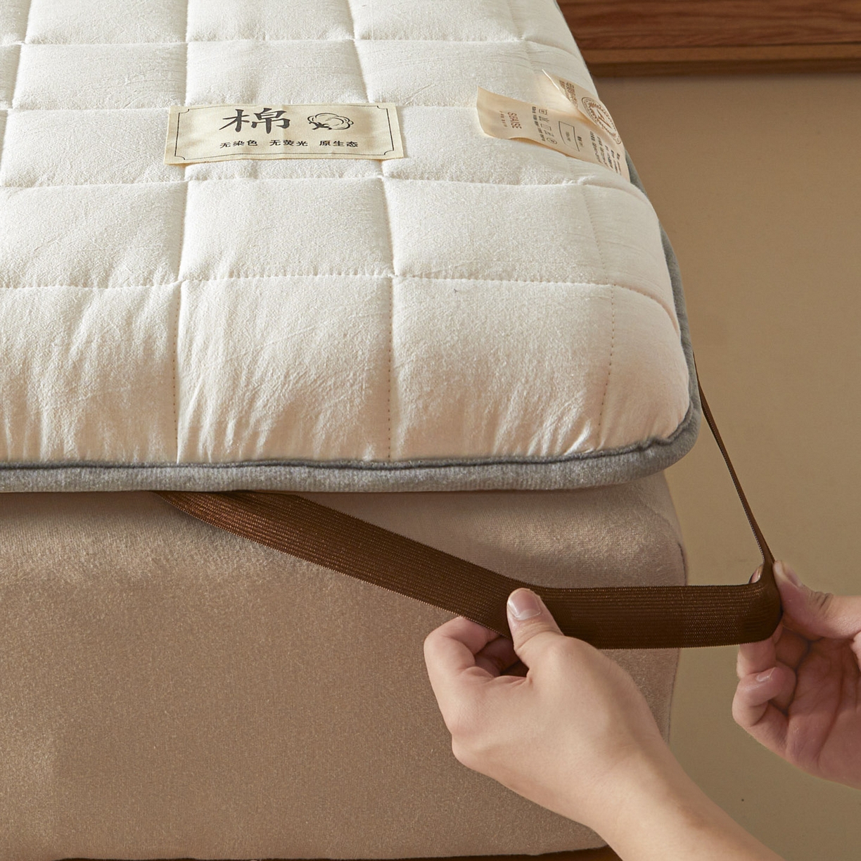91家纺网 家纺一手货源 找家纺 鑫钰 2025年新款新疆棉花床垫家用软垫床褥 棉格-经典白