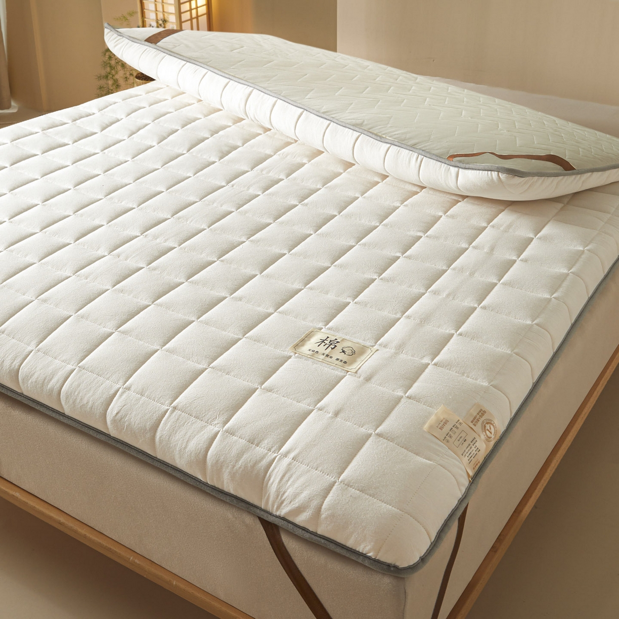 91家纺网 家纺一手货源 找家纺 鑫钰 2025年新款新疆棉花床垫家用软垫床褥 棉格-经典白