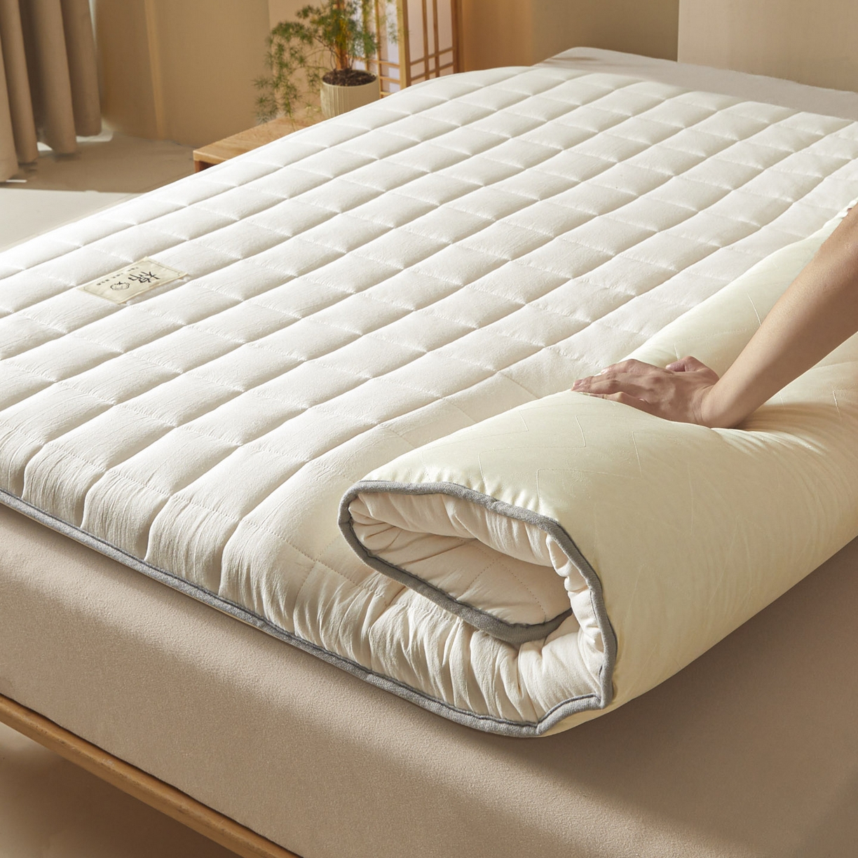 91家纺网 家纺一手货源 找家纺 鑫钰 2025年新款新疆棉花床垫家用软垫床褥 棉格-经典白