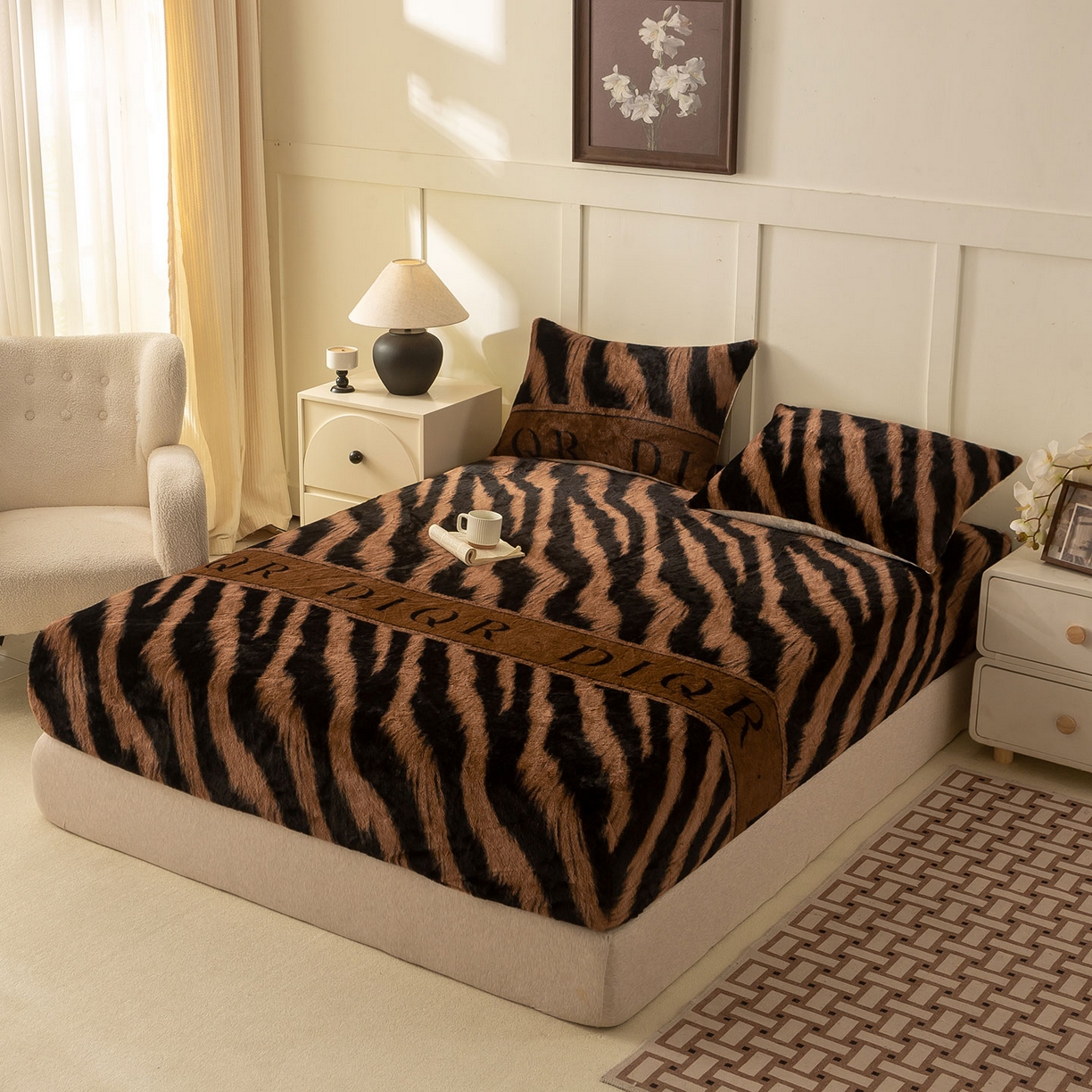 91家纺网 家纺一手货源 找家纺 （总）眠势力 2025新款兔毛绒床笠单件冬季加绒冬季保暖保护套全包防尘床垫罩-美拉德系列