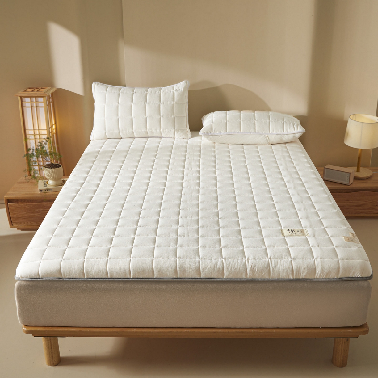 91家纺网 家纺一手货源 找家纺 鑫钰 2025年新款新疆棉花床垫家用软垫床褥 棉格-经典白