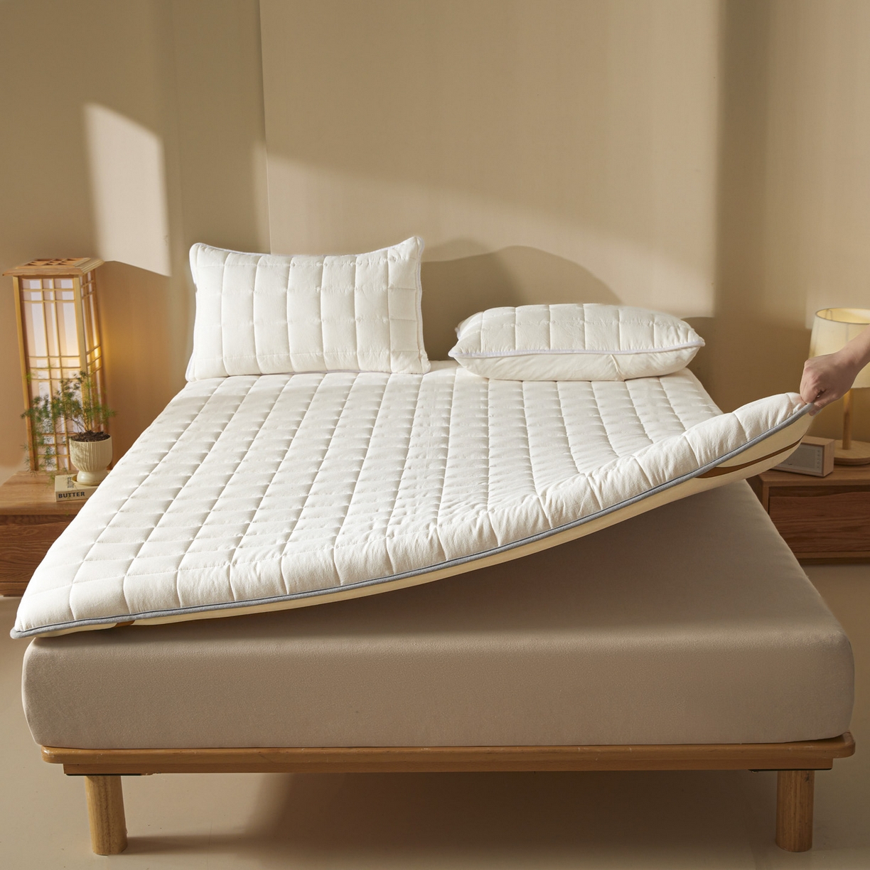 91家纺网 家纺一手货源 找家纺 鑫钰 2025年新款新疆棉花床垫家用软垫床褥 棉格-经典白